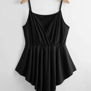 Shein Curve Unity Plus Surplice Front Dip Hem Cami Top Size 4XL 20 Black Summer